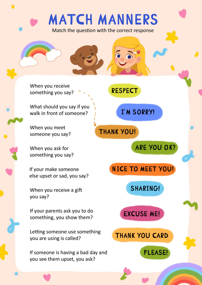 Manners matching game (English)